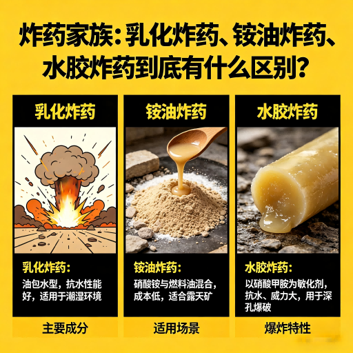 米林炸药家族：乳化炸药、铵油炸药、水胶炸药到底有什么区别？